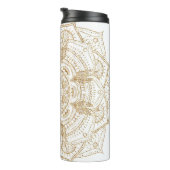 Elegant White & Gold Mandala Handtekening Ontwerp Thermosbeker (Geroteerd rechts)