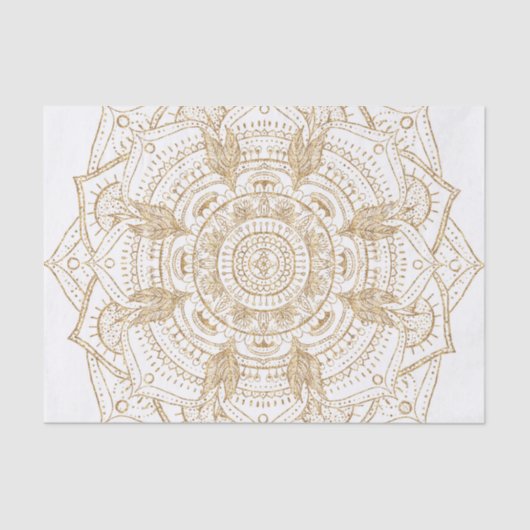 Elegant White & Gold Mandala Handtekening Ontwerp Tissuepapier (Voorkant)