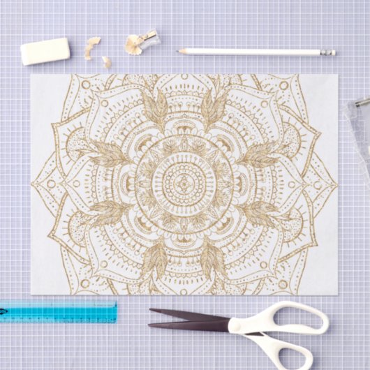 Elegant White & Gold Mandala Handtekening Ontwerp Tissuepapier (Craft)