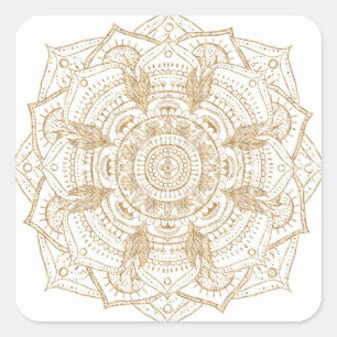 Elegant White & Gold Mandala Handtekening Ontwerp Vierkante Sticker