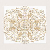 Elegant White & Gold Mandala Handtekening Ontwerp Visitekaartje (Buitenkant ongevouwen)