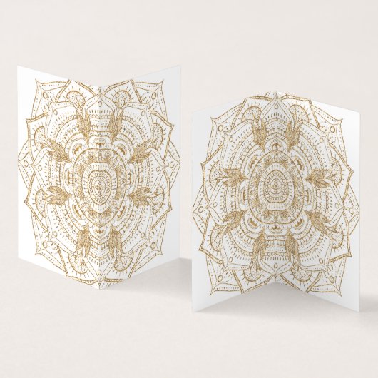Elegant White & Gold Mandala Handtekening Ontwerp Visitekaartje (Binnen en buitenkant)