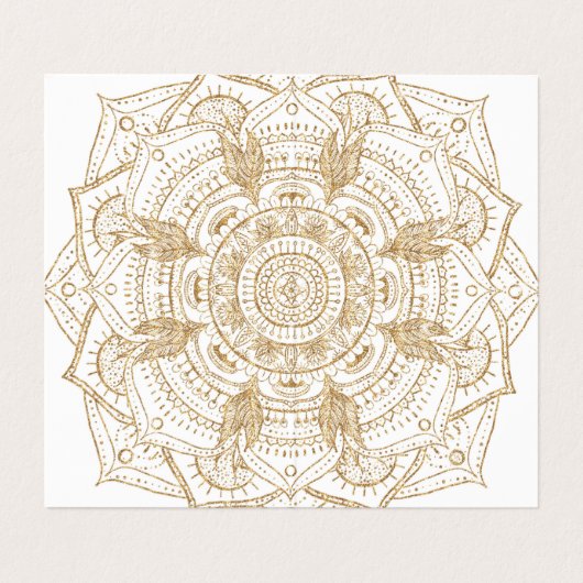 Elegant White & Gold Mandala Handtekening Ontwerp Visitekaartje (Binnenkant ongevouwen)