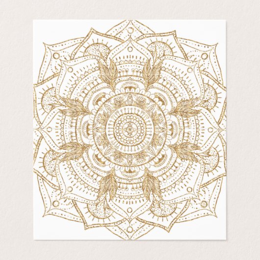 Elegant White & Gold Mandala Handtekening Ontwerp Visitekaartje (Buitenkant ongevouwen)
