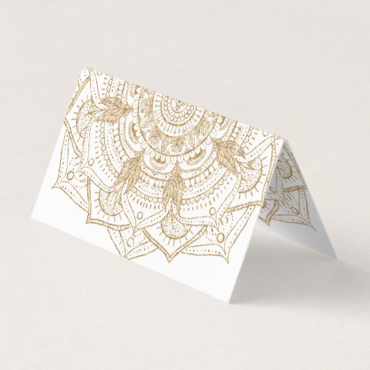 Elegant White & Gold Mandala Handtekening Ontwerp Visitekaartje (Achterkant)