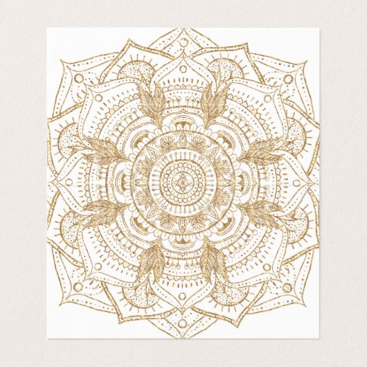 Elegant White & Gold Mandala Handtekening Ontwerp Visitekaartje (Binnenkant ongevouwen)