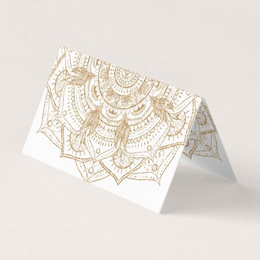 Elegant White & Gold Mandala Handtekening Ontwerp Visitekaartje (Voorkant)