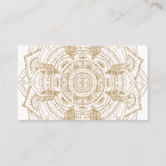 Elegant White & Gold Mandala Handtekening Ontwerp Visitekaartje (Voorkant)