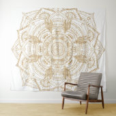 Elegant White & Gold Mandala Handtekening Ontwerp Wandkleed (In Situ (horizontaal))
