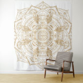 Elegant White & Gold Mandala Handtekening Ontwerp Wandkleed (In situ)
