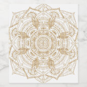 Elegant White & Gold Mandala Handtekening Ontwerp Wijn Etiket (Enkel label)