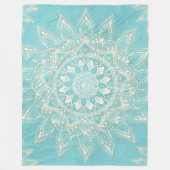 Elegant White Gold Mandala Sky Blue Design Fleece Deken (Voorkant)