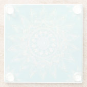 Elegant White Gold Mandala Sky Blue Design Glazen Onderzetter (Achterkant)