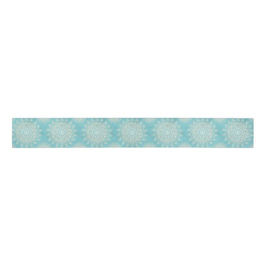 Elegant White Gold Mandala Sky Blue Design Grosgrain Lint (Voorkant)
