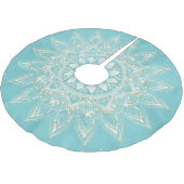 Elegant White Gold Mandala Sky Blue Design Kerstboom Rok (Gekanteld)