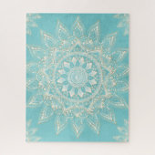 Elegant White Gold Mandala Sky Blue Design Legpuzzel (Verticaal)