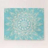 Elegant White Gold Mandala Sky Blue Design Legpuzzel (Horizontaal)