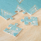 Elegant White Gold Mandala Sky Blue Design Legpuzzel (Zijkant)