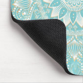 Elegant White Gold Mandala Sky Blue Design Muismat (Hoek)