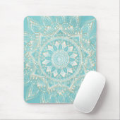Elegant White Gold Mandala Sky Blue Design Muismat (Met muis)