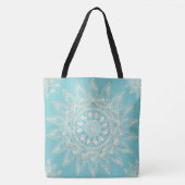 Elegant White Gold Mandala Sky Blue Design Tote Bag (Voorkant)