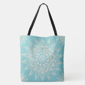 Elegant White Gold Mandala Sky Blue Design Tote Bag (Achterkant)