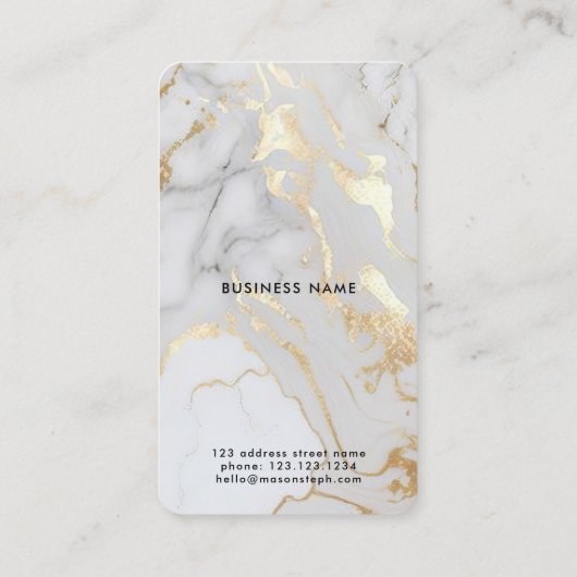 Elegant White Gold Marble Logo & QR Code Moderne Visitekaartje (Achterkant)
