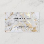 Elegant White Gold Marble Logo Script Modern Visitekaartje (Achterkant)