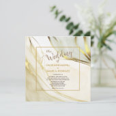 Elegant White Gold Marble Modern Wedding Kaart (Staand voorkant)