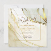 Elegant White Gold Marble Modern Wedding Kaart (Voorkant)