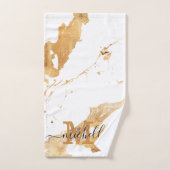 Elegant White Gold Marble Monogram Bad Handdoek (Handdoek)