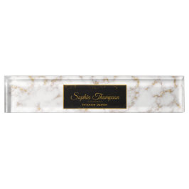 Elegant White Gold Marble Name - Desk Name Naambordje