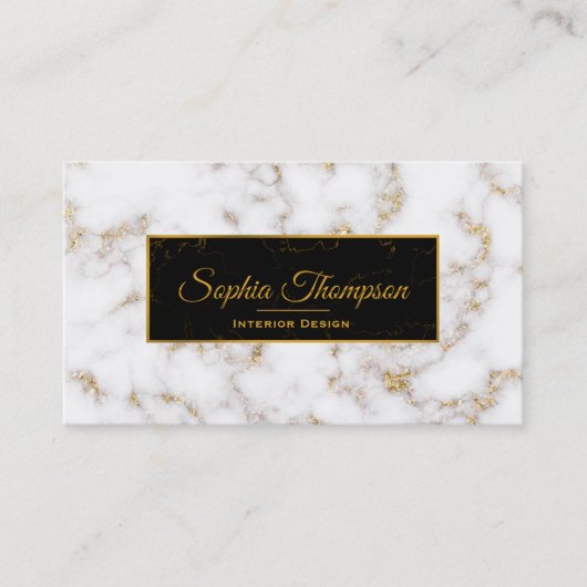 Elegant White Gold Marble Name - Visitekaartje (Voorkant)