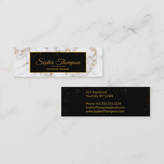 Elegant White Gold Marble Name - Visitekaartje (Voorkant / Achterkant)