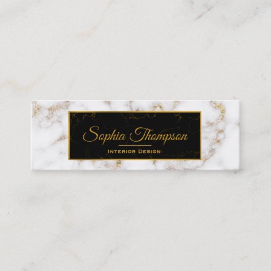 Elegant White Gold Marble Name - Visitekaartje (Voorkant)