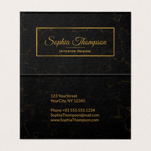 Elegant White Gold Marble Name - Visitekaartje (Binnenkant ongevouwen)