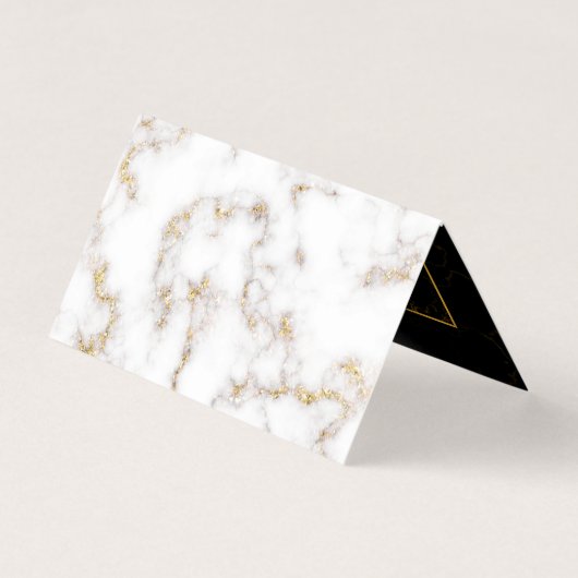 Elegant White Gold Marble Name - Visitekaartje (Achterkant)