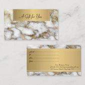 Elegant White Gold Marble Stone Kortingskaartje (Voorkant / Achterkant)