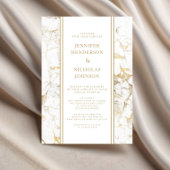 Elegant White & Gold Marble Virtual Wedding Kaart
