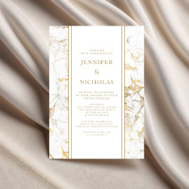 Elegant White & Gold Marble Virtual Wedding Kaart