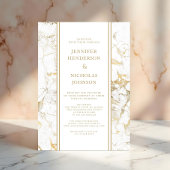 Elegant White & Gold Marble Virtual Wedding Kaart