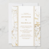 Elegant White & Gold Marble Virtual Wedding Kaart (Voorkant)