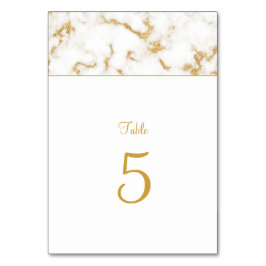 Elegant White Gold Marble Wedding Table Number Kaart