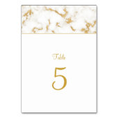 Elegant White Gold Marble Wedding Table Number Kaart (Achterkant)
