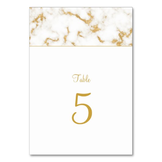 Elegant White Gold Marble Wedding Table Number Kaart (Achterkant)