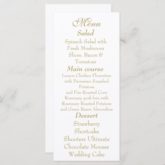 Elegant White & Gold Menu card (Voorkant / Achterkant)