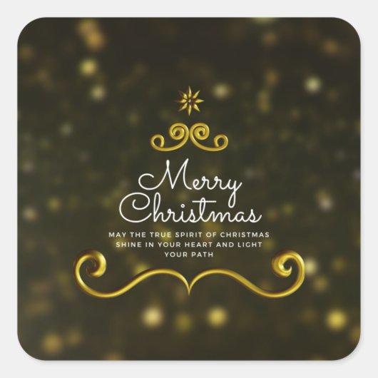 Elegant White Gold Merry-kerstCadeaus Vierkante Sticker (Voorkant)
