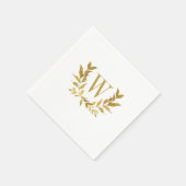 Elegant White Gold Modern Monogram Weddenschap Servet (Hoek)