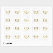 Elegant White Gold Modern Monogram Weddenschap Vierkante Sticker (Vel)