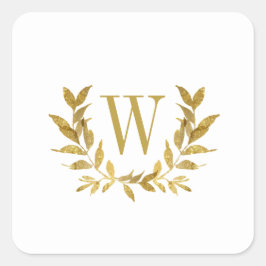 Elegant White Gold Modern Monogram Weddenschap Vierkante Sticker